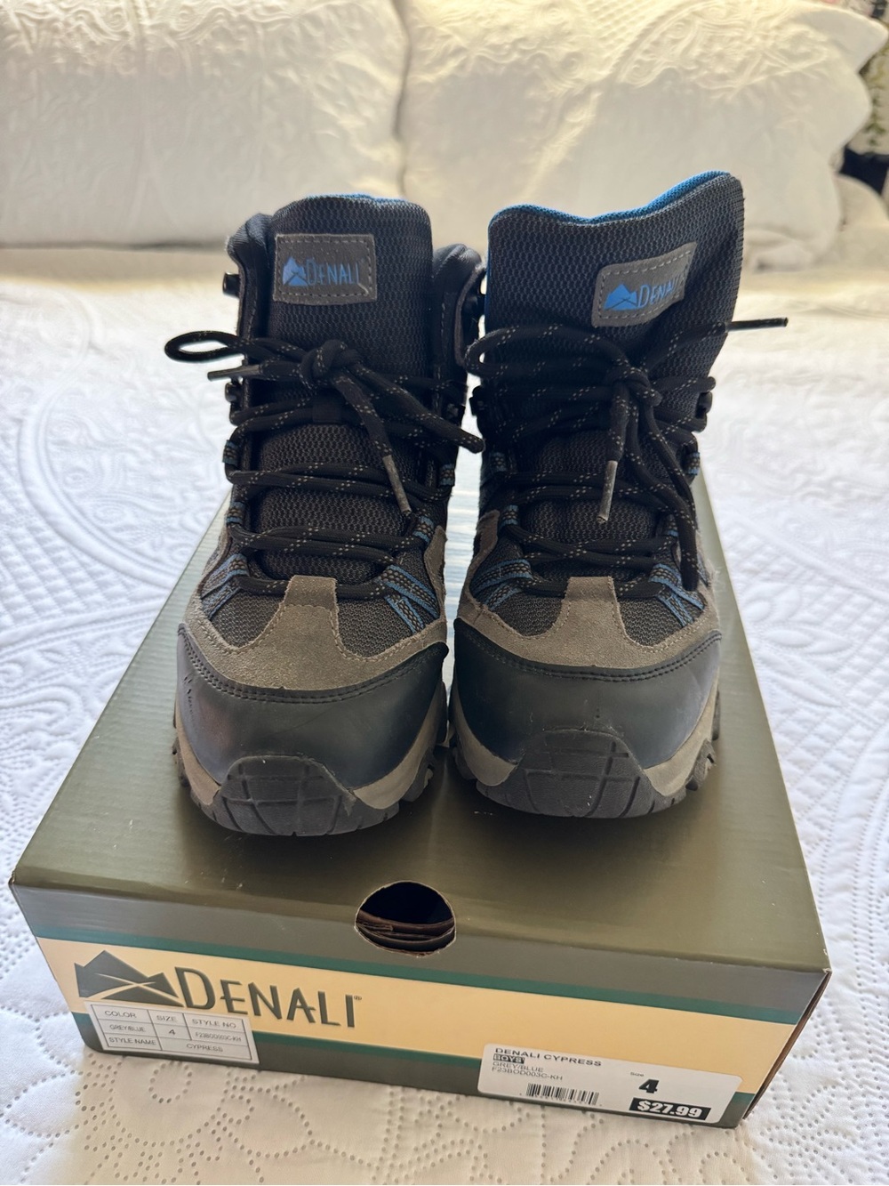 Kids' Black and Gray Waterproof Hiking Boots - Size 4